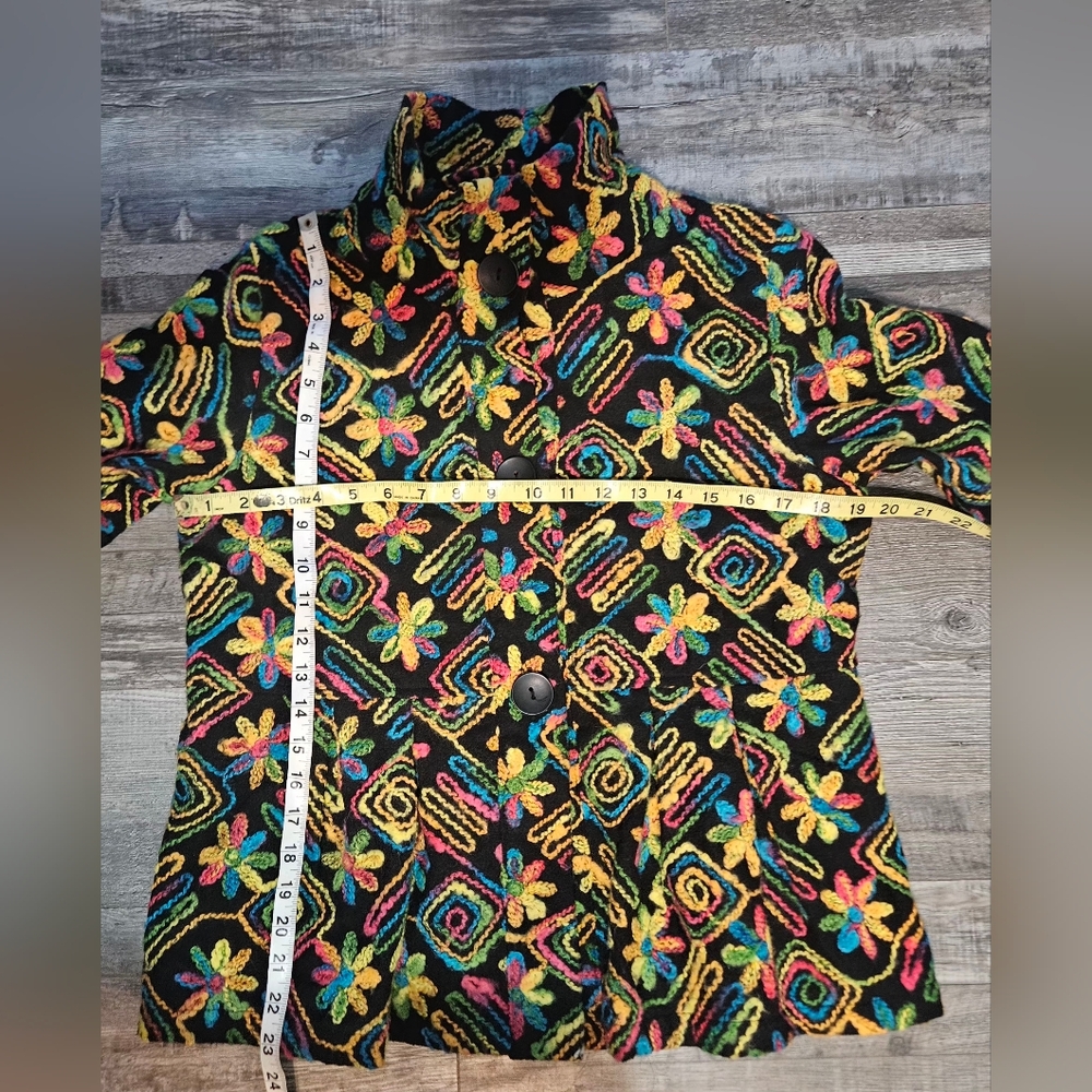 🩵💛Damee Inc Size S Multicolor Floral Swing Jacket Bell Sleeves❤️🩷 - Picture 5 of 9